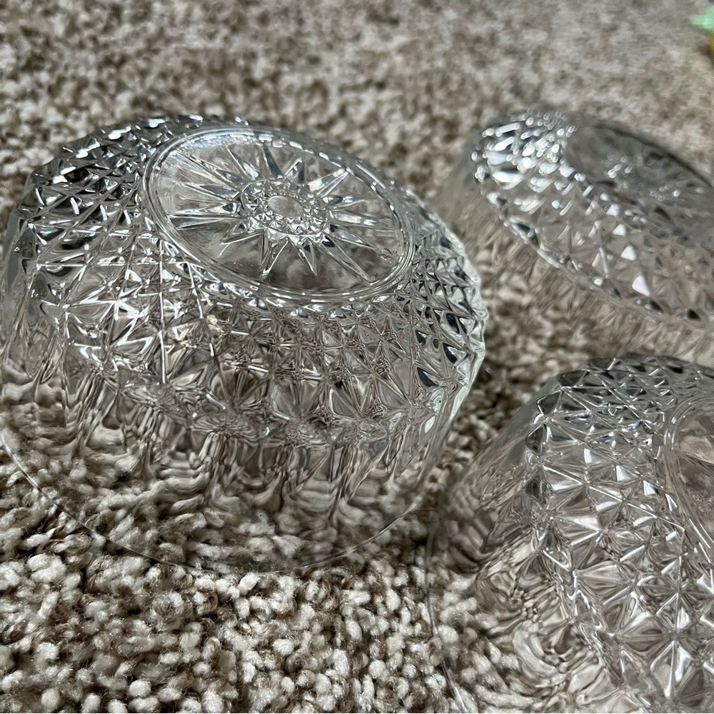 3 Vintage Arcoroc France Crystal Glass Bowls - Picture 4 of 5